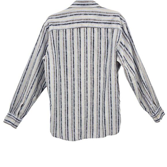 Bugatchi Mens Medium Classic Fit Striped Paisley Button Up Shirt - Picture 6 of 15